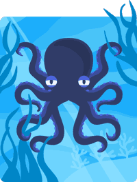 Illustration of an octopus moving around