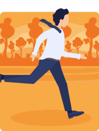 Illustration of a man jumping barriers