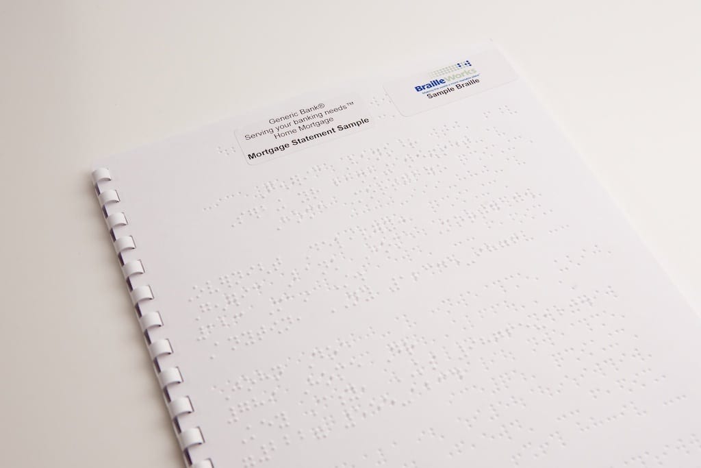 Um exemplo de declaração de hipoteca em braille.