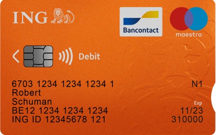 Cartão de pagamento do ING com um recorte.
